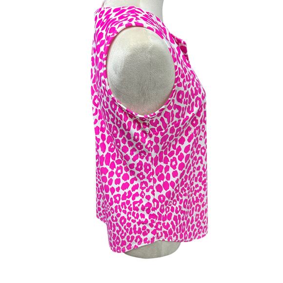 Jude Connally Pink Leopard Sleeveless Blouse M Power Pink Y2K Glam Statement - Picture 3 of 6